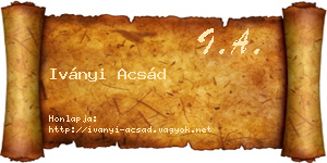 Iványi Acsád névjegykártya